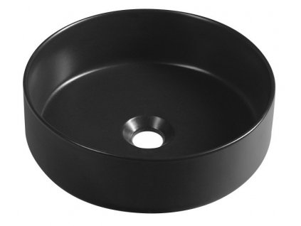 INFINITY ROUND keramické umývadlo na dosku, priemer 36cm, čierna mat