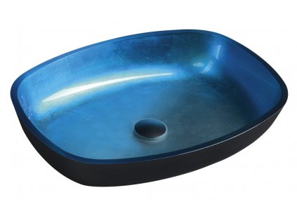 KVAORE sklenené umývadlo na dosku 54x39,5 cm, modrá