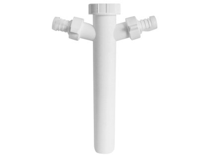 Drezová odtoková rúrka 6/4", 2x pračkova odbočka, DN40, biela