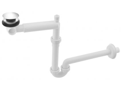 URBINO umývadlový sifón šetriaci miesto s click-clack výpustou, 5/4", odpad 32mm, biela