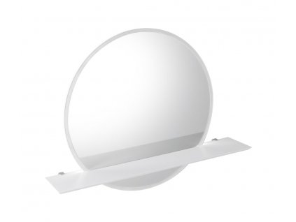 VISO guľaté zrkadlo s LED osvetlením a policou, ø 60cm, biela mat