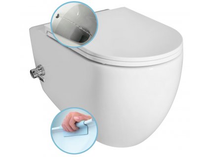 INFINITY CLEANWASH závesná WC misa Rimless, integrovaný ventil a bidetová spŕška 36,5x53cm, biela