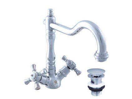 Vodovodná batéria umývadlová s výpusťou click-clack MORAVA RETRO (Rozmer 3/8'')