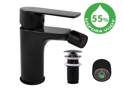 Spočící vodovodní baterie bidetová VLTAVA ECO černá matná (Povrchová úprava Čierna matná, Rozmer 3/8'')