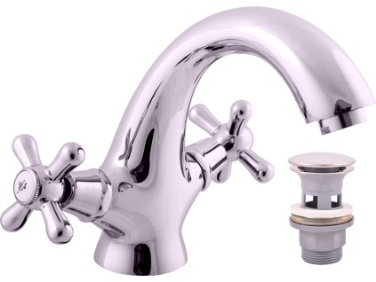 Vodovodná batéria umývadlová s výpusťou a výklopnou zátkou MORAVA RETRO (Rozmer 3/8'')