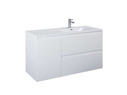 SKRINKA POD UMÝVADLO/DOSKU S KOŠOM NA PRÁDLO AKRA BIELA LESKLÁ 120 CM