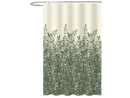 Sprchový záves 180x200cm, polyester, zelené listy