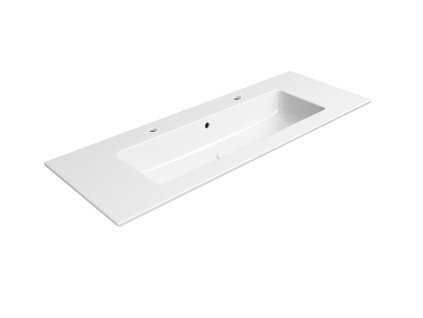 PURA keramické dvojumývadlo Slim 122x46cm, biela ExtraGlaze