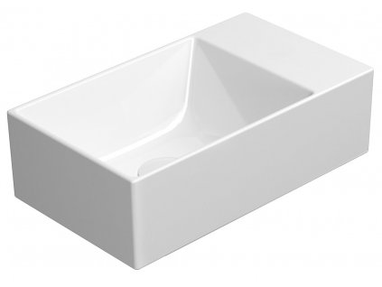 KUBE X keramické umývadlo 40x23cm, brúsená spodná hrana, bez otvoru, pravé/ľavé, biela ExtraGlaze
