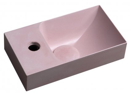 PICCOLINO betónové umývadlo 30,8x17cm, batéria vľavo, ružová