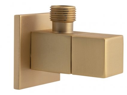 Rohový ventil s rozetou, hranatý, 1/2"x 3/8", zlato mat