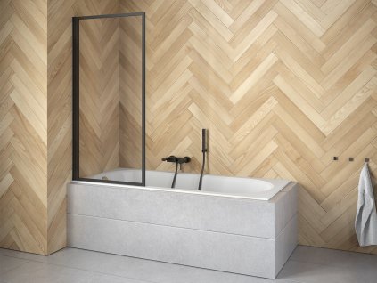 Vaňová zástena ENZO (Varianta Farba rámu - Čierna matná, Rozmer A - 70 cm, Smer zatvárania - Univerzálna Ľavé / Pravé, Výplň - Číre bezpečnostné sklo - 4 mm)