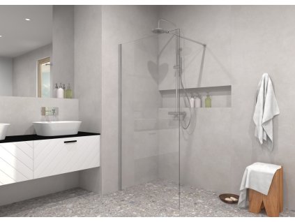 Walk-in sprchovací kút ECO-N CHROM (Varianta Farba rámu - Chróm/Leštený hliník (ALU), Pevná stena - Bez pevnej steny, Rozmer A - 90 cm, Rozmer C - 195 cm, Výplň - Číre…)