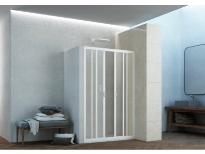 Sprchové dvere MAESTRO CENTRALE (Varianta Farba rámu - Biela, Rozmer A - 150 cm, Rozmer C - 185 cm, Smer zatvárania - Univerzálna Ľavé / Pravé, Výplň - Polystyrol 2,2 mm…)