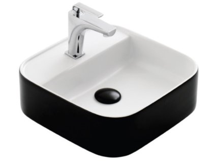 Umývadlo na dosku NOVA 42×42 cm čierno/biele lesklé