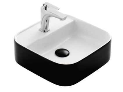 Umývadlo na dosku NOVA 42×42 cm čierno/biele matné