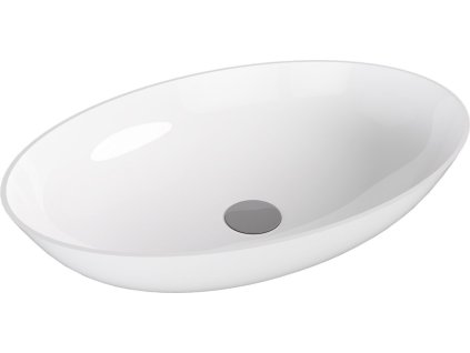 BANERA OVAL umývadlo na dosku, liaty mramor, 60x40cm, biela