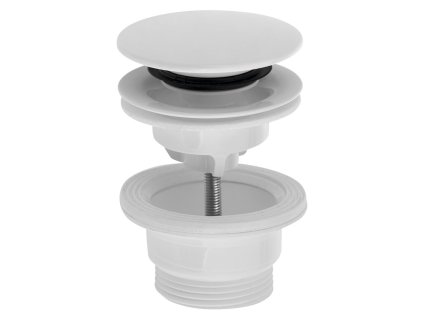 Umývadlová výpusť 5/4“, click-clack, veľká zátka, 4-45mm, ABS/biela