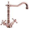 ANTEA stojánkova umývadlová batéria s retro hubicou s výpusťou, červené zlato