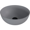 BANERA ROUND umývadlo na dosku, liaty mramor, priemer 39cm, šedá mat