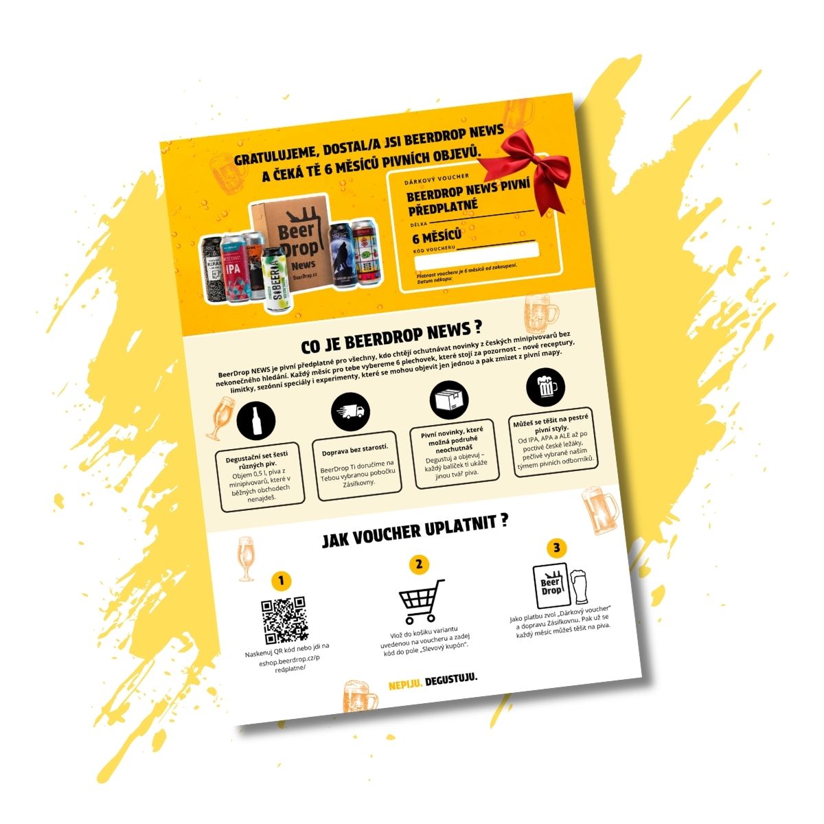 Dárkový voucher BeerDrop na 6 měsíců pivního předplatného