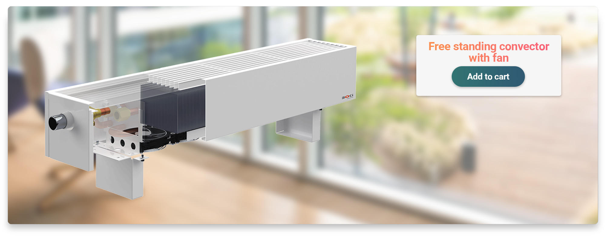 Free standing convector with fan