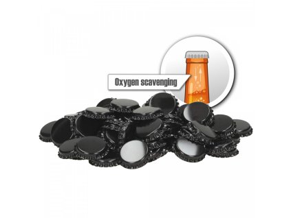 Korunkové uzávery 26 mm – s pohlcovaním kyslíka – čierne – 10 000 ks (2)