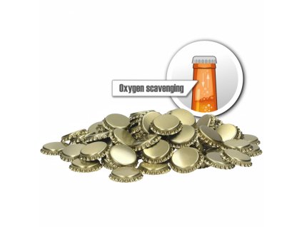 Korunkové uzávery 26 mm zlaté – 10 000 ks – s pohlcovaním kyslíka