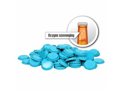 Korunkové uzávery 26 mm svetlomodré – 10 000 ks – s pohlcovaním kyslíka (2)