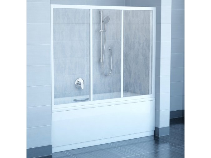 RAVAK AVDP3-120 BÍLÁ TRANSPARENT posuvná sprchová zástěna 117-121cm na vanu