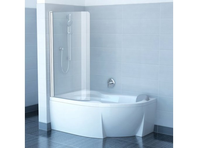 RAVAK CVSK1 140/150L BÍLÁ jednodílná levá sprchová zástěna 85cm na vanu KONCEPT ROSA