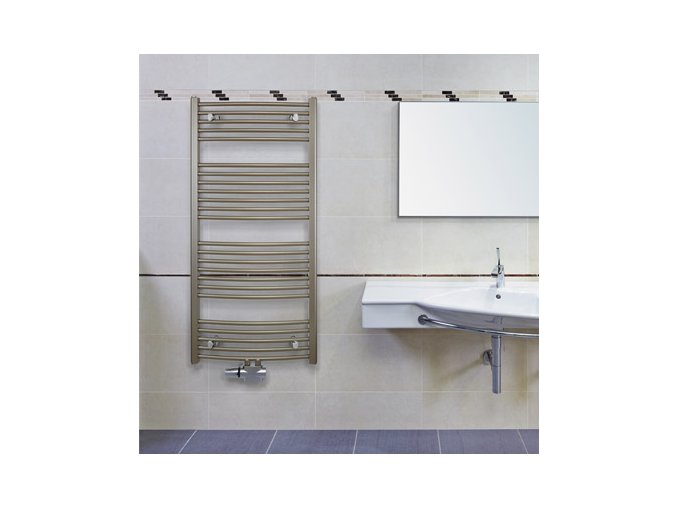 KRCM 1220.450 koupelnový žebřík 122/45 cm bílý, prohnutý, středové připojení