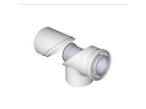 KOUŘ B52103203 koaxiální kontrolní koleno 80/125/87° pro odvod spalin kondenzačních kotlů