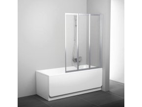 RAVAK VS3 130 BÍLÁ TRANSPARENT trojdílná skládací sprchová zástěna 130cm na vanu
