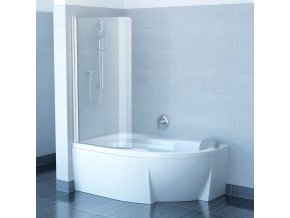 RAVAK CVSK1 140/150L BÍLÁ jednodílná levá sprchová zástěna 85cm na vanu KONCEPT ROSA