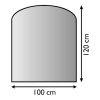 LB 21.02.882.2 sklo pod kamna 8mm, 120x100cm, tvar zkosený oblouk