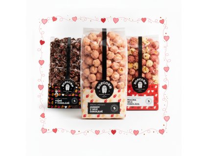 Valentýnský set řemeslných popcornů