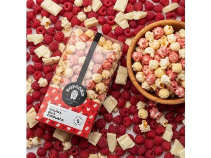 Popcorn Malina a bílá čokoláda
