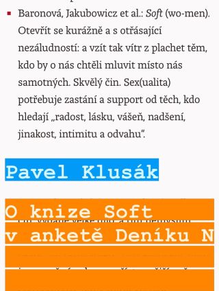 Dostali jsme se s knihou Soft do pozornosti v rámci knižní ankety Deníku N - děkujeme ♥️ @hervejakubowicz