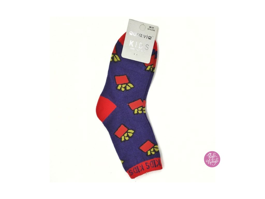 Dětské obrázkové ponožky Aura.Via - Fialové (85% bavlna) (Velikost 32 - 35)