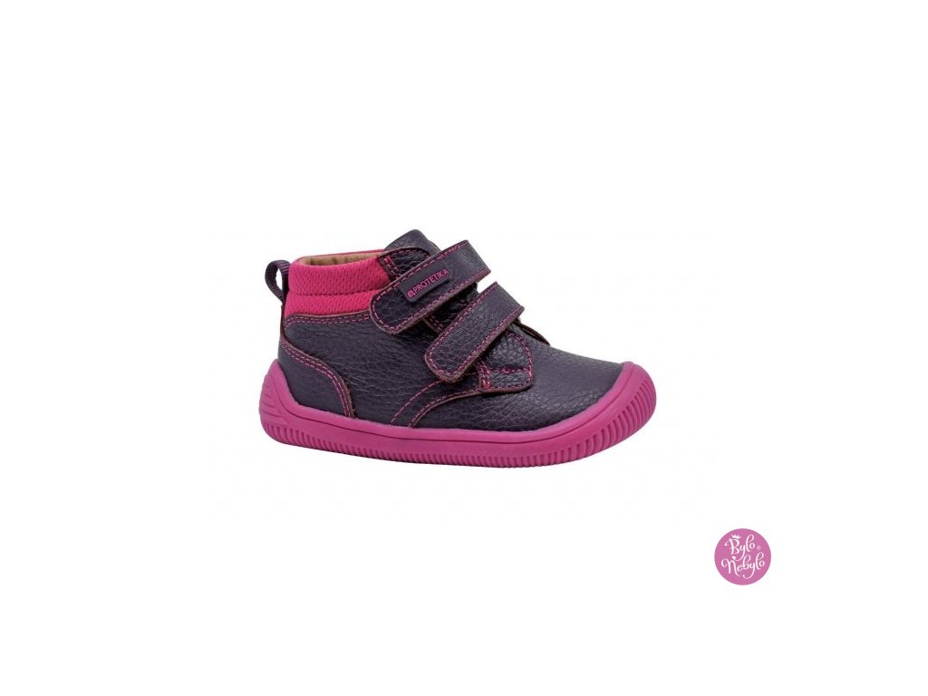Celoroční kožená kotníčková barefoot dětská obuv Protetika FOX Purple -  Bylo Nebylo