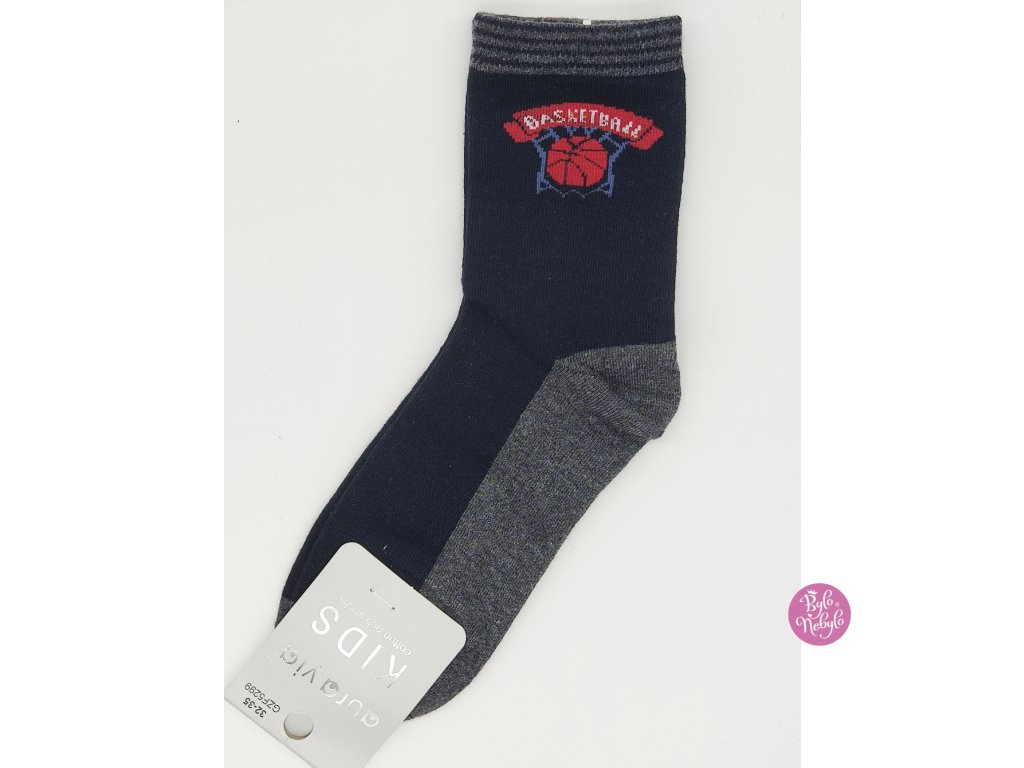 Dětské obrázkové ponožky Aura.Via Basketbal (85% bavlna) černá (Velikost 32 - 35)