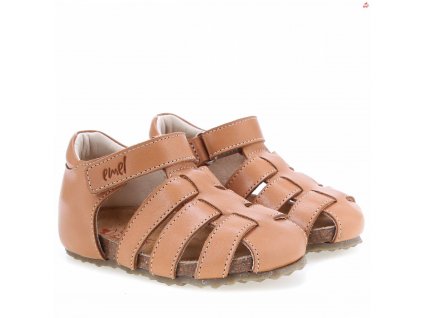 Dětské kožené sandály E2664-10 Hnědá (Barva Hnědá, Velikost 32)