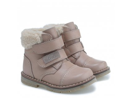 Dětské zimní kožené boty s membránou a ovčí vlnou Emel EV 2448C-1 Písková