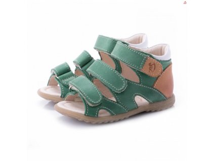 Dětské kožené sandálky EMEL E2386-16 Zelená (Velikost 25)