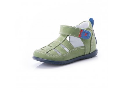 Dětské kožené sandálky EMEL E1079-12 Zelená (Velikost 25)