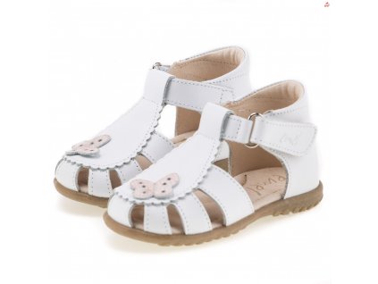 Dětské kožené sandálky EMEL E2183-18 Bílá s motýlkem (Barva Bílá, Velikost 18)
