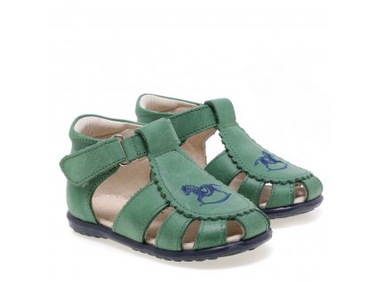 Dětské kožené sandálky EMEL E1670-10 Zelená (Barva Zelená, Velikost 25)