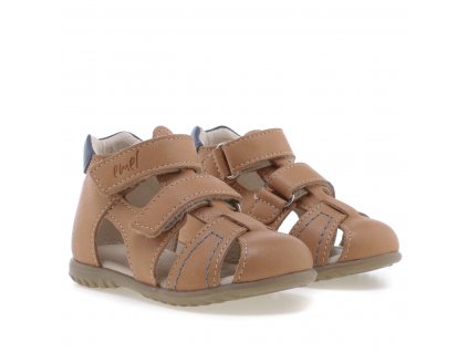 Dětské kožené sandálky EMEL E2437-22 Hnědá (Barva Hnědá, Velikost 25)