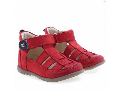 Dětské kožené sandálky EMEL E1079-22 Červená (Barva Červená, Velikost 25)